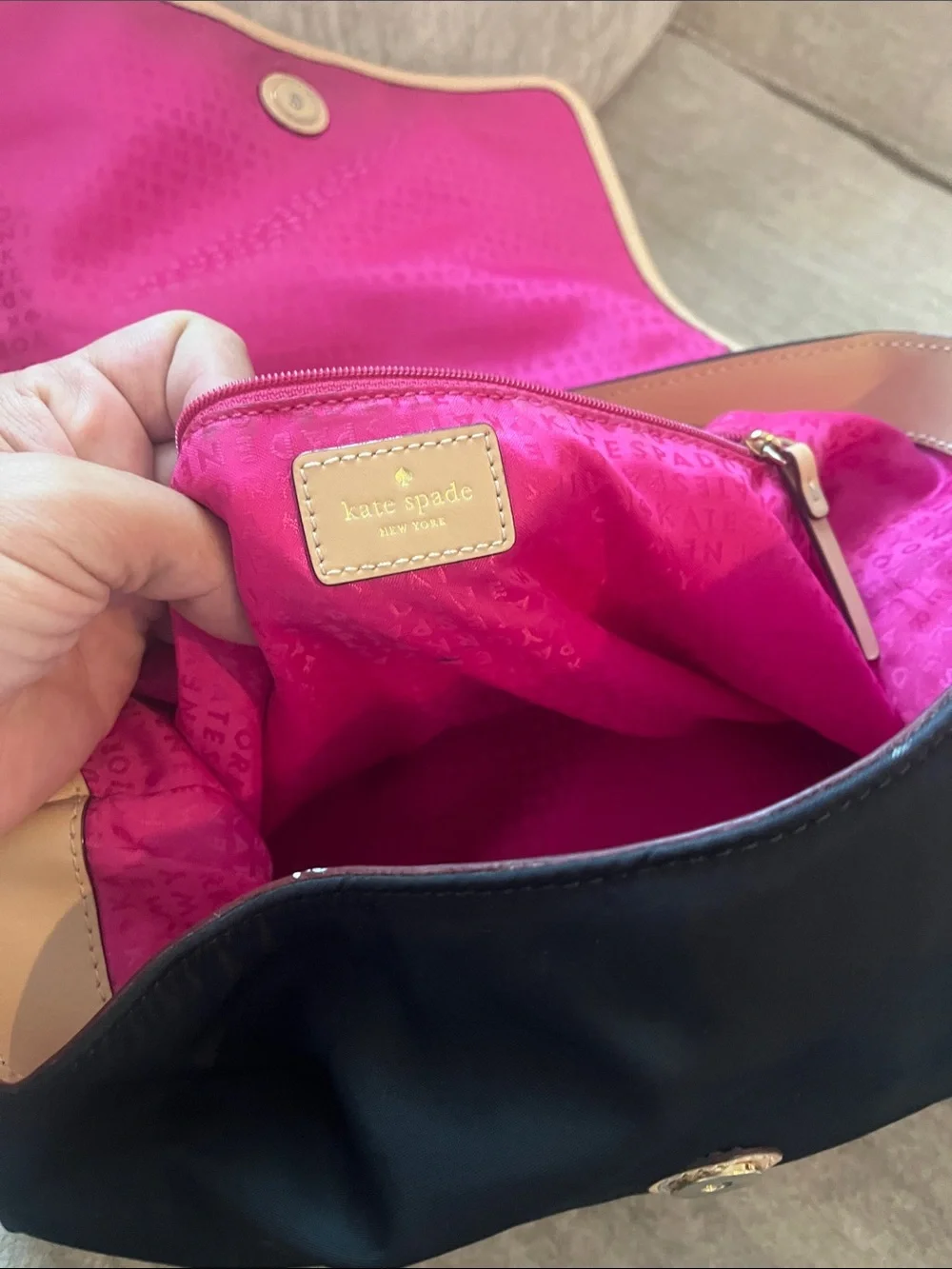 Kate Spade Black Backpack with Tan Trim